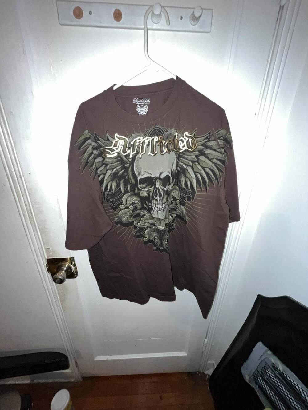 Southpole Signature Series T-Shirt Size XXL Brown Skull Wing Graphic Y2K